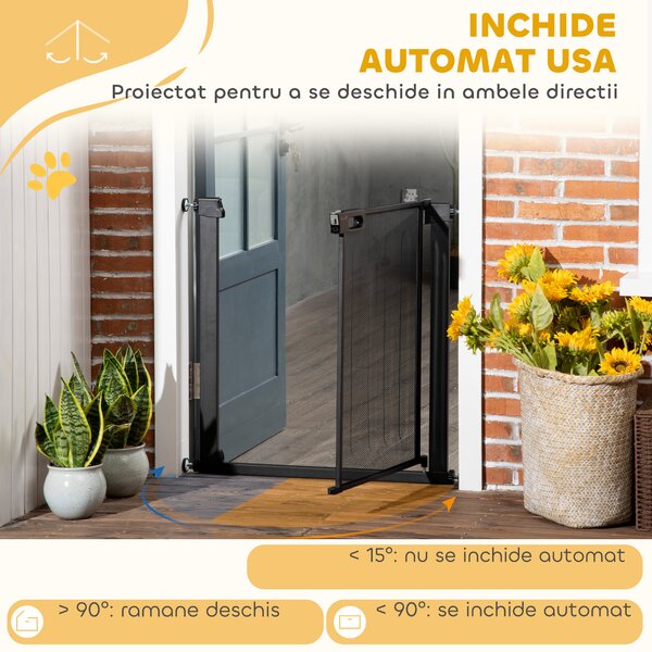 PawHut Poarta de Siguranta Reglabila 76–103 cm pentru Usi/Scari – Negru | Aosom Romania