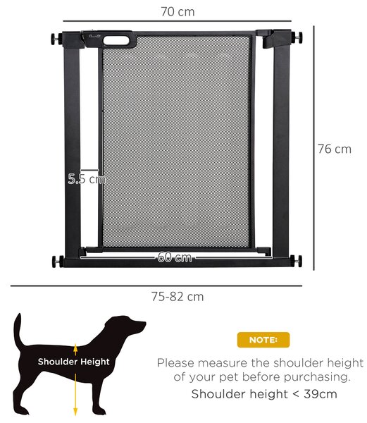 PawHut Poarta de Siguranta Reglabila 76–103 cm pentru Usi/Scari – Negru | Aosom Romania