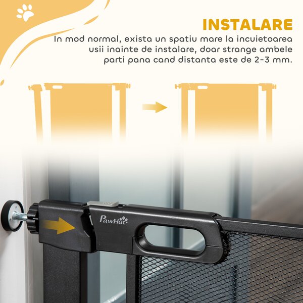 PawHut Poarta de Siguranta Reglabila 76–103 cm pentru Usi/Scari – Negru | Aosom Romania