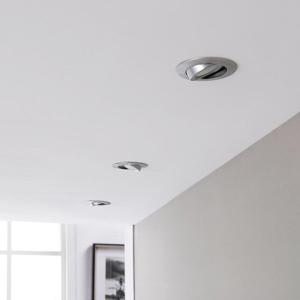 Lindby Spot încastrat cu LED Andrej, rotund, aluminiu, set de 3, Metalic, Camera de zi / sufragerie, Plastic, Modern, Corpuri de iluminat încastrate rotunde
