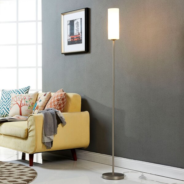 Lindby Vinsta lampadar, înălțime 153 cm, alb, sticlă, metal, Alb, Camera de zi / sufragerie, Sticlă, Modern