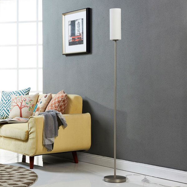 Lindby Vinsta lampadar, înălțime 153 cm, alb, sticlă, metal, Alb, Camera de zi / sufragerie, Sticlă, Modern