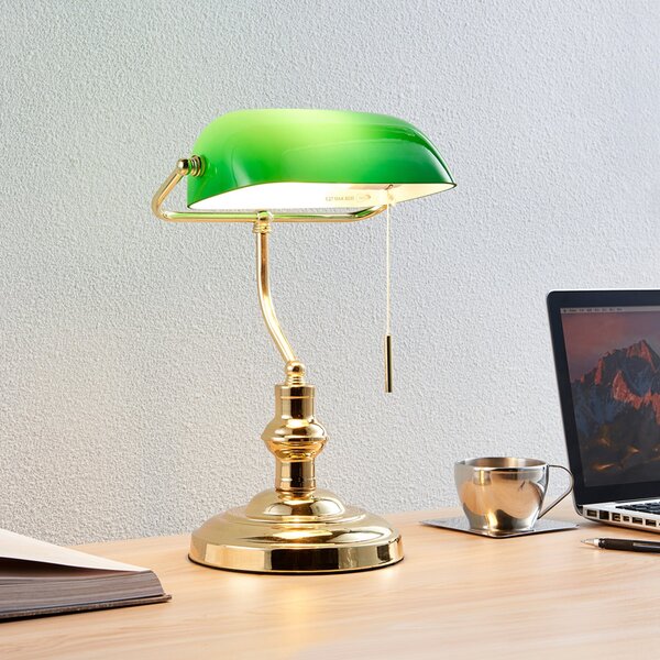 Lindby Lampa de masă Milenka, alamă, înălțime 39 cm, metal, Auriu / Alamă, Camera de zi / sufragerie, Metal, Antichitate