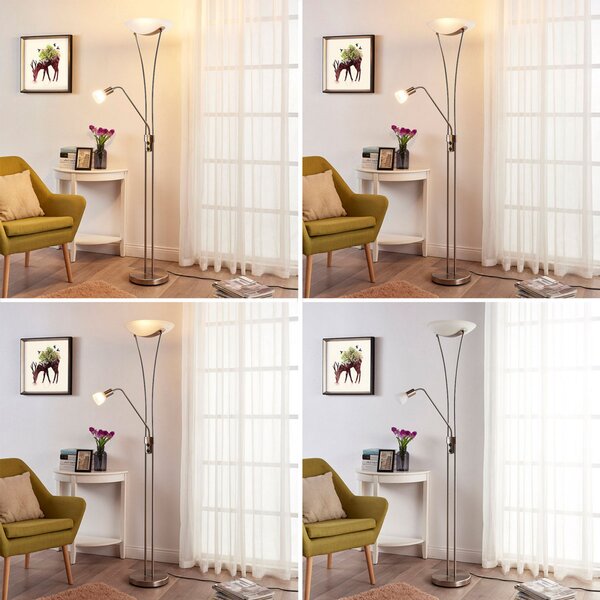Lindby Felicia proiector de plafon cu lampă lectură, nichel, Gri, Camera de zi / sufragerie, Metal, Modern