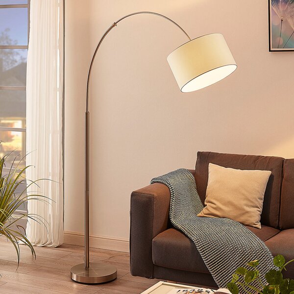 Lindby lampadar Railyn, alb, tesatura, 200cm, E27, Alb, Camera de zi / sufragerie, Țesătură / Textil, Modern