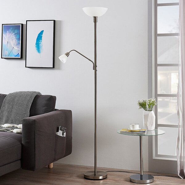 Lindby proiector de tavan Jost, 180 cm, culoare nichel, lumină lectură, Gri, Camera de zi / sufragerie, Metal, Modern