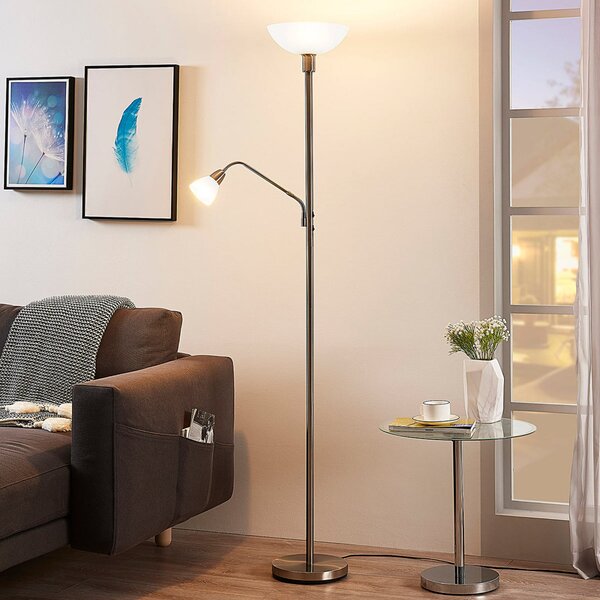 Lindby proiector de tavan Jost, 180 cm, culoare nichel, lumină lectură, Gri, Camera de zi / sufragerie, Metal, Modern