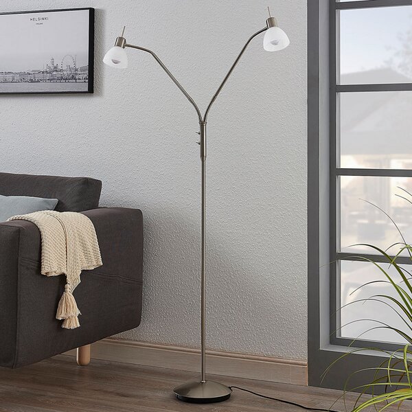 Lindby lampadar Gwendolin, 160 cm, culoare nichel, 2 becuri., Metalic, Camera de zi / sufragerie, Metal, Modern, Proiector suspendat