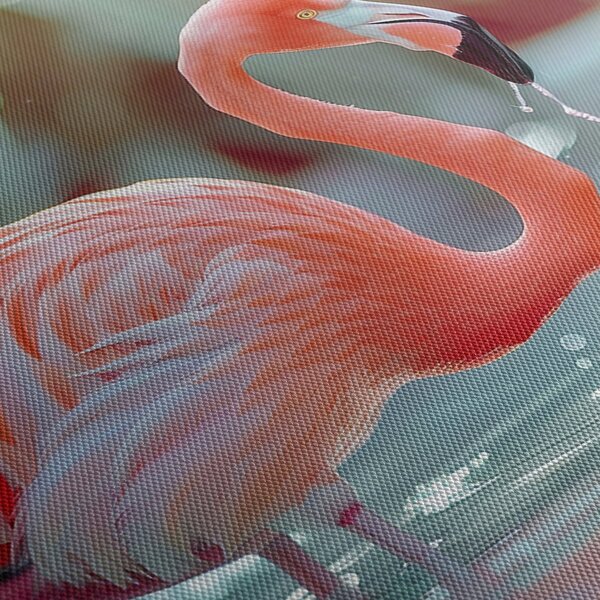 Tablou - Flamingo în iaz (cu ceas) (90x30 cm)