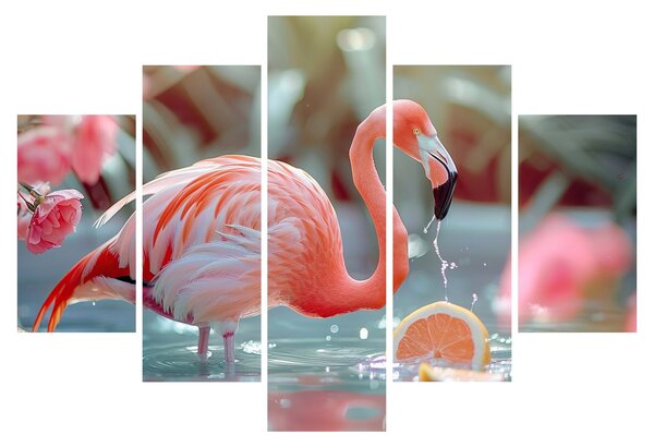Tablou - Flamingo în iaz (150x105 cm)