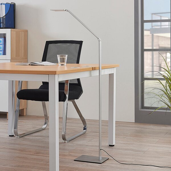 Lucande Lampa de podea Resi LED cu dimabil, ideală pentru lectură, reglabil, Metalic, Studiu / Birou, Aluminiu, Modern, Lumină de lectură