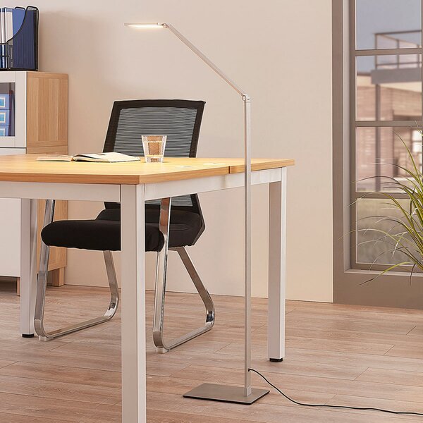 Lucande Lampa de podea Resi LED cu dimabil, ideală pentru lectură, reglabil, Metalic, Studiu / Birou, Aluminiu, Modern, Lumină de lectură