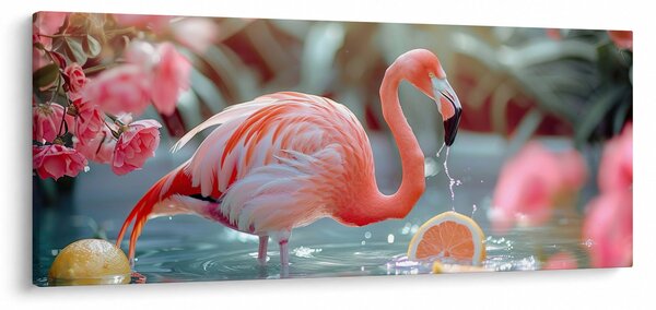 Tablou - Flamingo în iaz (120x50 cm)