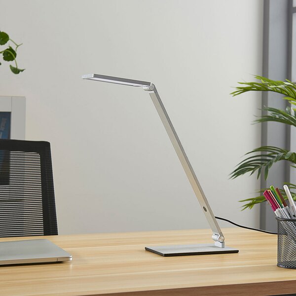 Lucande Resi - lampă de birou LED dimabil, reglabil, Metalic, Studiu / Birou, Aluminiu, Modern