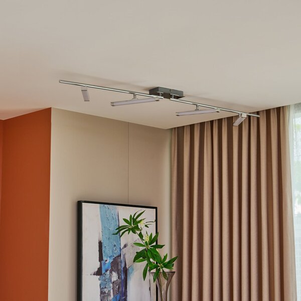 Lindby plafonieră LED Pilou, 4 becuri, dimabil, crom, reglabil, Metalic, Bucătărie, Metal, Modern