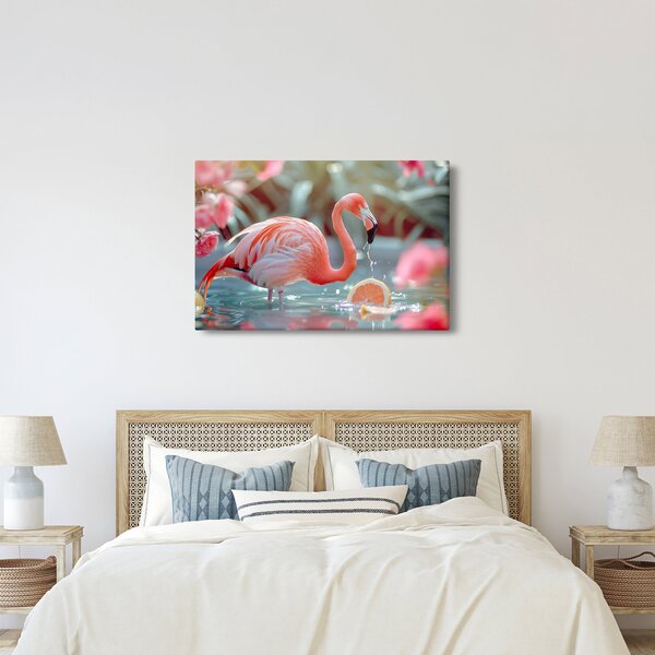 Tablou - Flamingo în iaz (90x60 cm)