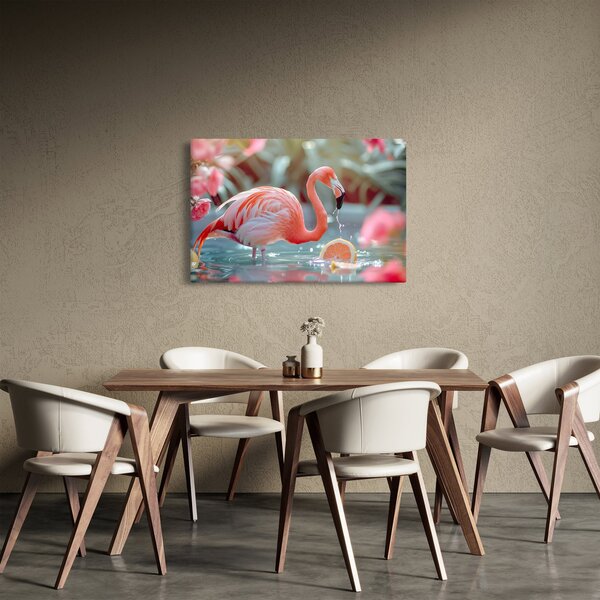Tablou - Flamingo în iaz (90x60 cm)