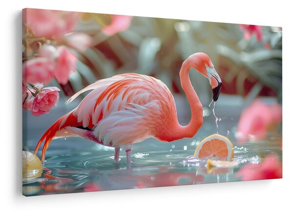 Tablou - Flamingo în iaz (90x60 cm)