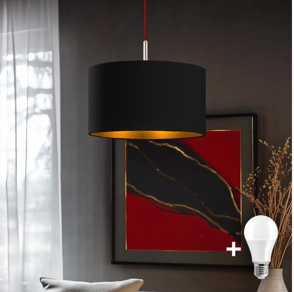 Eglo - Lampă suspendată LED TUNJA pe cablu, 1xE27/60W/230V, neagră