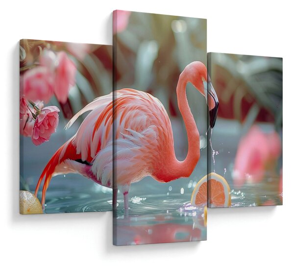 Tablou - Flamingo în iaz (90x60 cm)