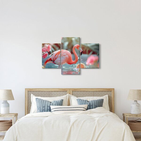 Tablou - Flamingo în iaz (90x60 cm)