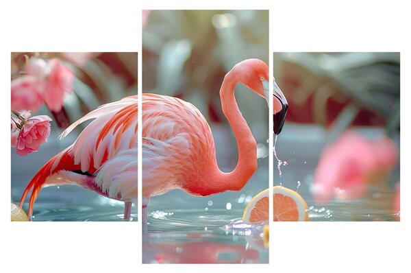 Tablou - Flamingo în iaz (90x60 cm)