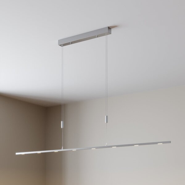 Lucande lampă suspendată LED Arnik, 180 cm, culoare nichel, dimabil, reglabil, Metalic, Camera de zi / sufragerie, Metal, Modern