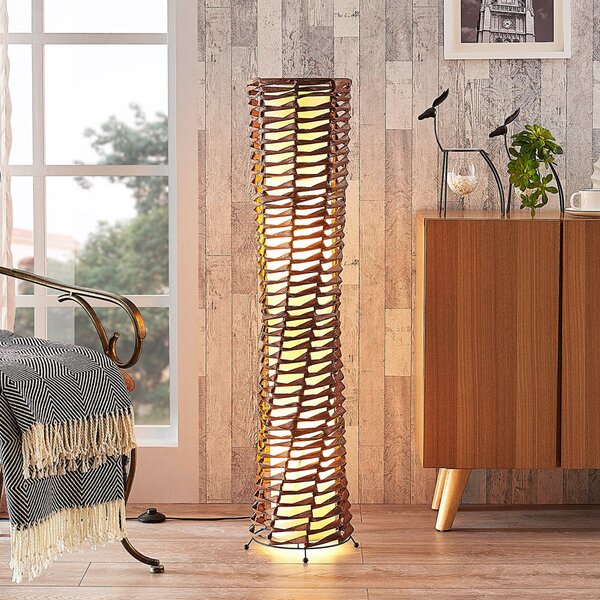 Lindby lampadar Joas, 110 cm, hârtie, textil, maro, Maro / Rugină, Camera de zi / sufragerie, Hârtie / Carton, Modern