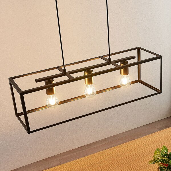 Lindby Lampă suspendată Emily, 72 cm, negru, 3 becuri, metal, reglabil, Negru, Bucătărie, Metal, Modern, Suspensie cu flacără unică