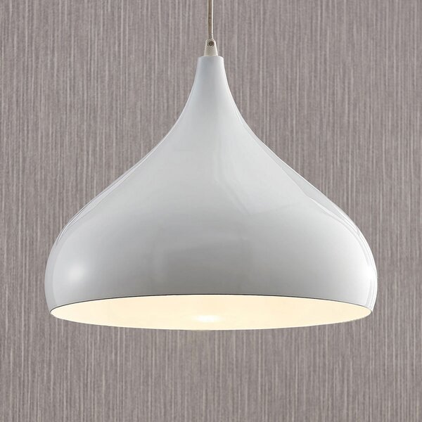Lindby Lampă suspendată Ritana, alb, metal, Ø 31 cm, E27, reglabil, Alb, Camera de zi / sufragerie, Aluminiu, Modern
