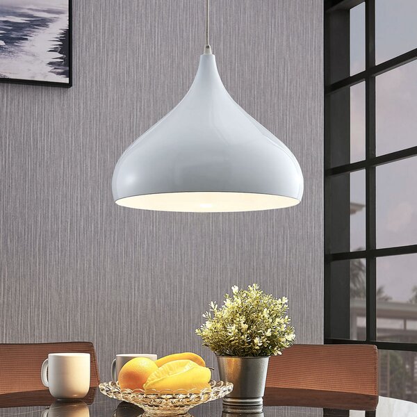Lindby Lampă suspendată Ritana, alb, metal, Ø 31 cm, E27, reglabil, Alb, Camera de zi / sufragerie, Aluminiu, Modern