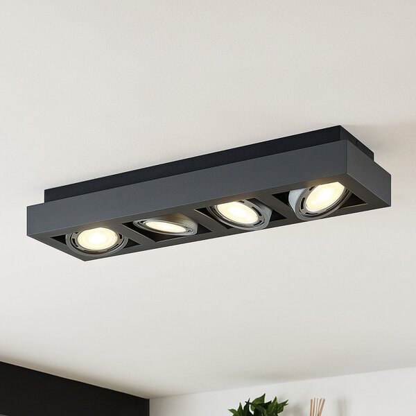 Arcchio spot de plafon Ronka, 65 cm, 4 becuri, gri, GU10, reglabil, Gri, Camera de zi / sufragerie, Metal, Modern