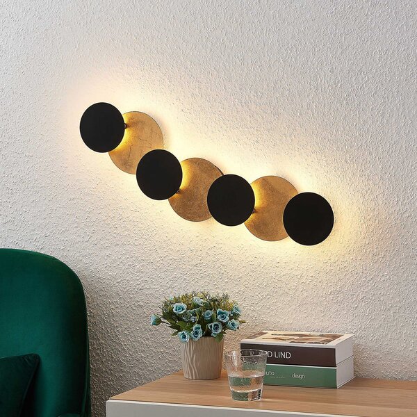 Lindby Aplică de perete cu LED Grazyna, 72 cm, 7 becuri, reglabilă, Negru, Camera de zi / sufragerie, Metal, Modern, Perete forme speciale