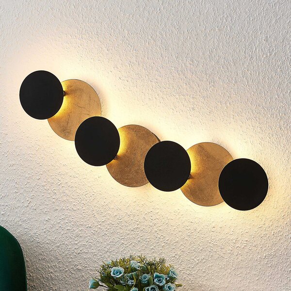 Lindby Aplică de perete cu LED Grazyna, 72 cm, 7 becuri, reglabilă, Negru, Camera de zi / sufragerie, Metal, Modern, Perete forme speciale