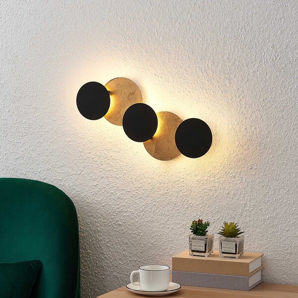 Lindby Aplică de perete cu LED Grazyna, 52 cm, 5 becuri, reglabilă, Negru, Camera de zi / sufragerie, Metal, Modern, Perete forme speciale