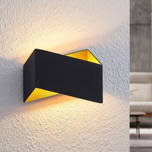 Arcchio Assona aplică LED, negru-auriu, reglabil, Negru, Camera de zi / sufragerie, Metal, Modern