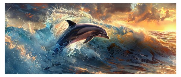 Tablou - Delfin, ilustrații (120x50 cm)