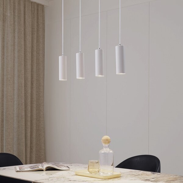 Lindby Lampă suspendată Joffrey, 76 cm, alb, 4 becuri, GU10, reglabil, Alb, Camera de zi / sufragerie, Metal, Modern