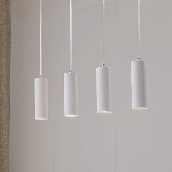 Lindby Lampă suspendată Joffrey, 76 cm, alb, 4 becuri, GU10, reglabil, Alb, Camera de zi / sufragerie, Metal, Modern