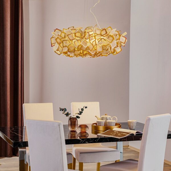 Lustră Pendul Slamp, Clizia, reglabil, Portocaliu, Camera de zi, Plastic, Design