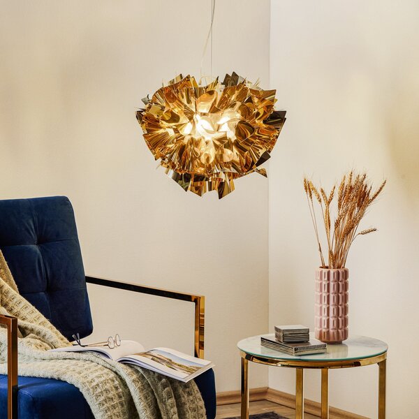 Lustră Pendul Slamp, VELI, reglabil, Auriu / Alamă, Camera de zi, Plastic, Design