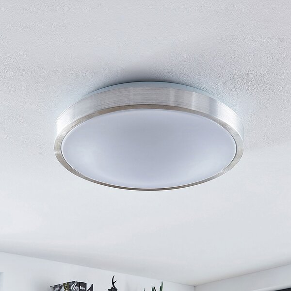 Lindby plafonieră LED Emelie, Ø 42 cm, culoare aluminiu, metal, Metalic, Camera de zi / sufragerie, Metal, Modern