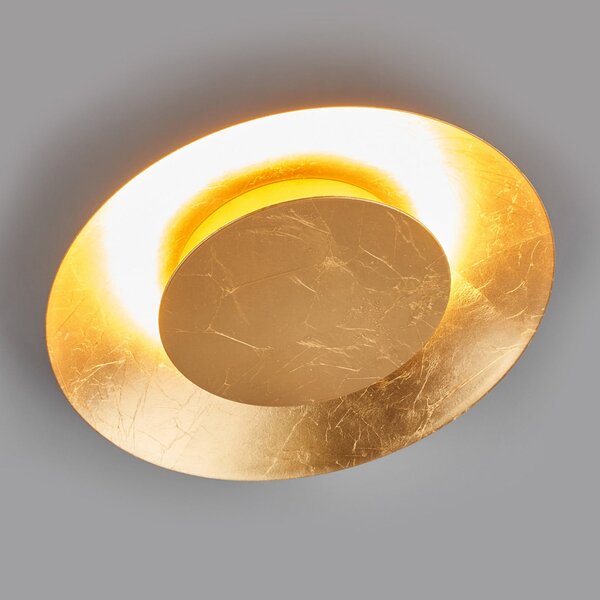 Lindby plafonieră LED Keti, Ø 35 cm, aurie, rotundă, metal, Auriu / Alamă, Hol, Metal, Modern, Perete rotund