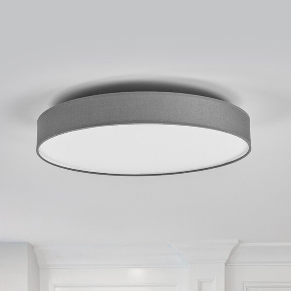 Lindby plafonieră LED Saira, Ø 50 cm, gri, textil, Gri, Camera de zi / sufragerie, Țesătură / Textil, Modern