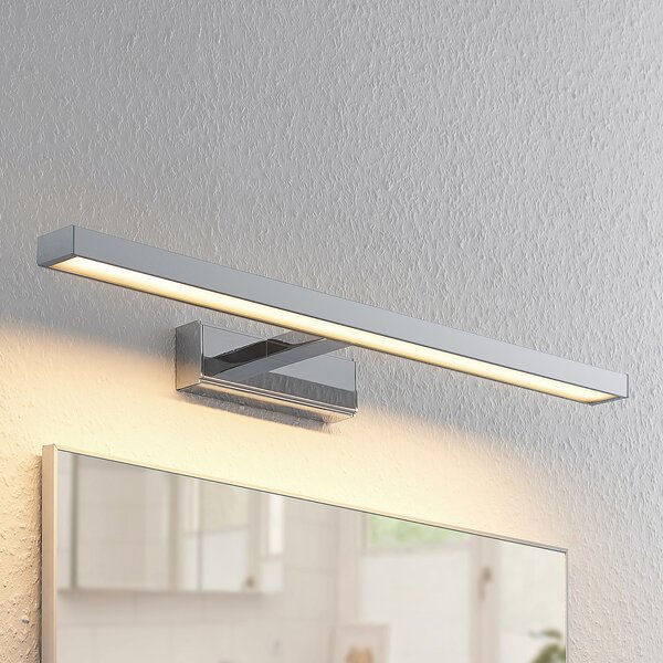 Lindby LED oglindă cu lumină Jukka, 60 cm, crom, metal, IP44, Metalic, Baie, Aluminiu, Modern