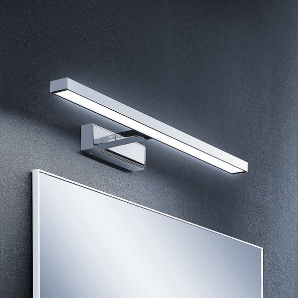 Lindby LED oglindă cu lumină Jukka, 60 cm, crom, metal, IP44, Metalic, Baie, Aluminiu, Modern