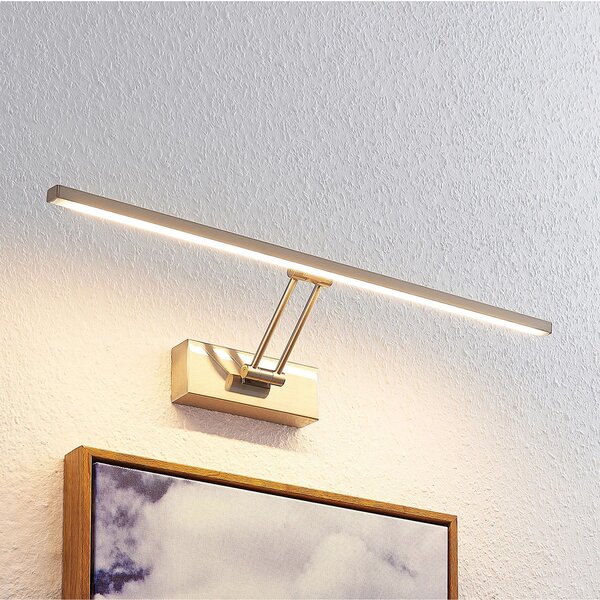 Lucande Thibaud aplică tablou LED, nichel, 51,4 cm, Gri, Camera de zi / sufragerie, Metal, Modern