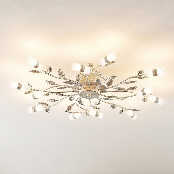 Lindby plafonieră LED Bolonia, bronz/alb, Ø 80 cm, Bronz / Alamă Veche, Camera de zi / sufragerie, Metal, Casă de țară / Rustic