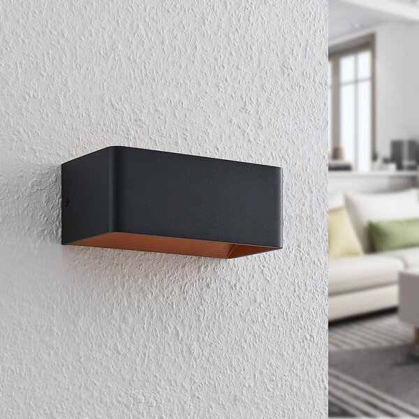 Arcchio Aplică de perete cu LED Karam, 20 cm, negru, metal, sus/jos, Negru, Camera de zi / sufragerie, Aluminiu, Modern