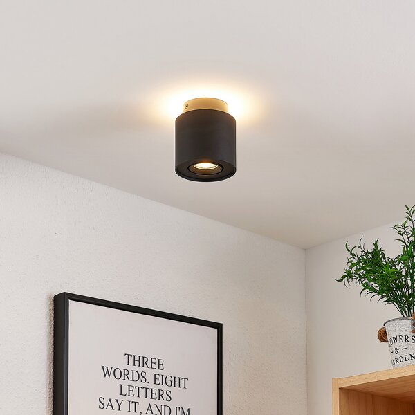 Arcchio plafonieră Walisa, Ø 10 cm, negru, metal, GU10, reglabil, Negru, Camera de zi / sufragerie, Aluminiu, Modern
